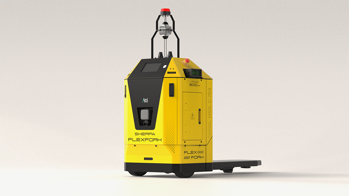 Sherpa Flexfork autonomous trolley lifting and transport robot