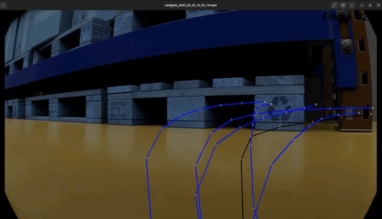 Sherpa-RP trying to navigate under a rack.