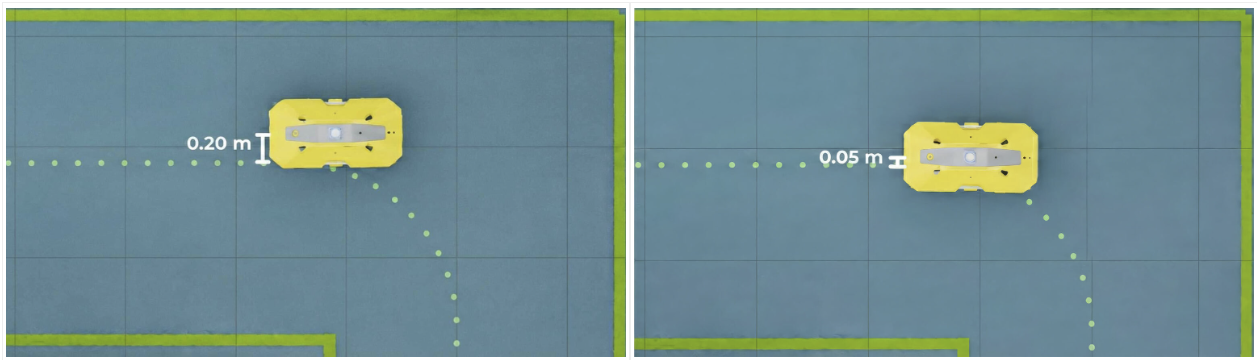 (To view comparison of tug tracking the green dotted line using MPC and Learning MPC)