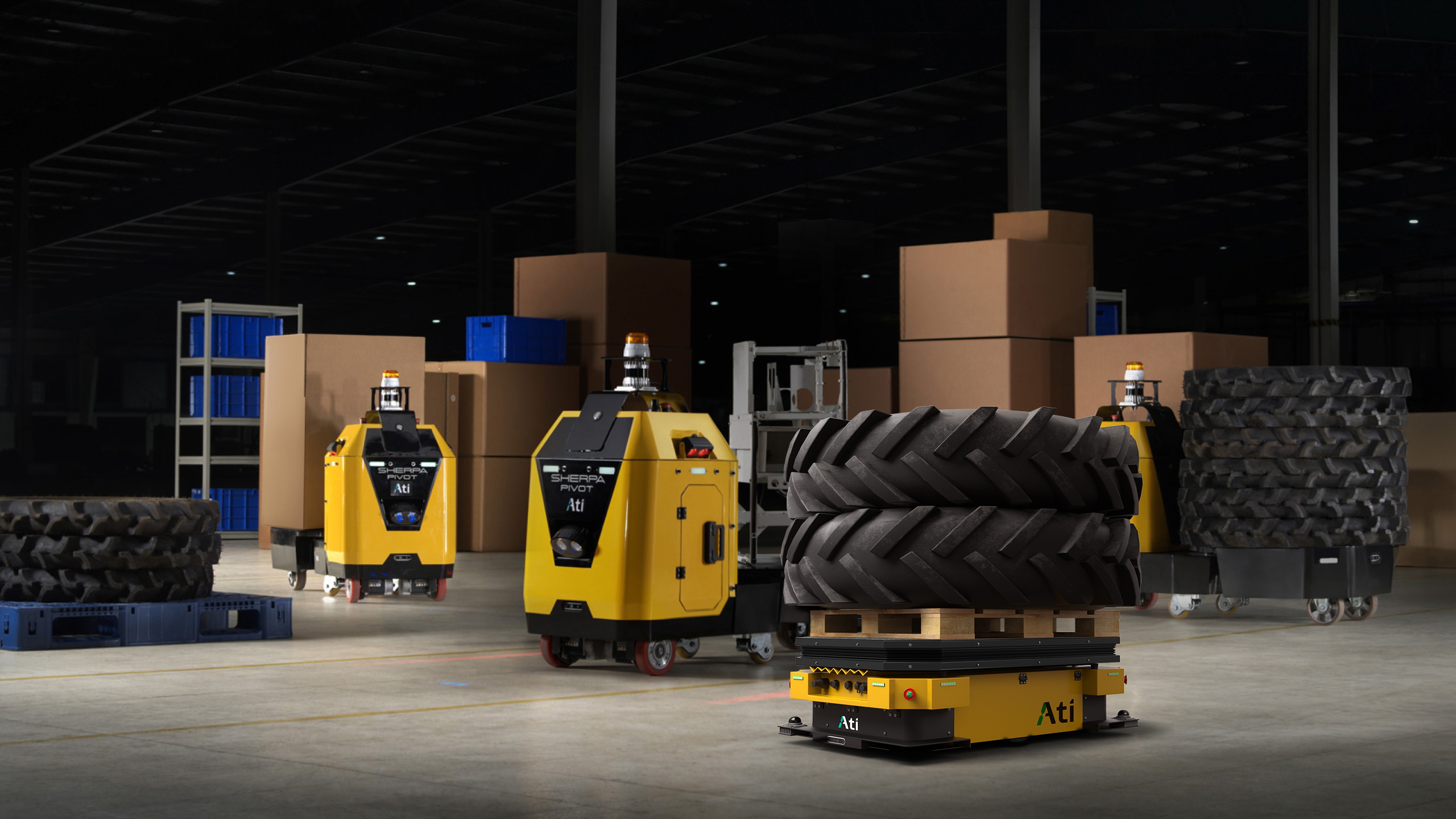 Sherpa Lifter 500 moving materials in a tire manufacturing plant